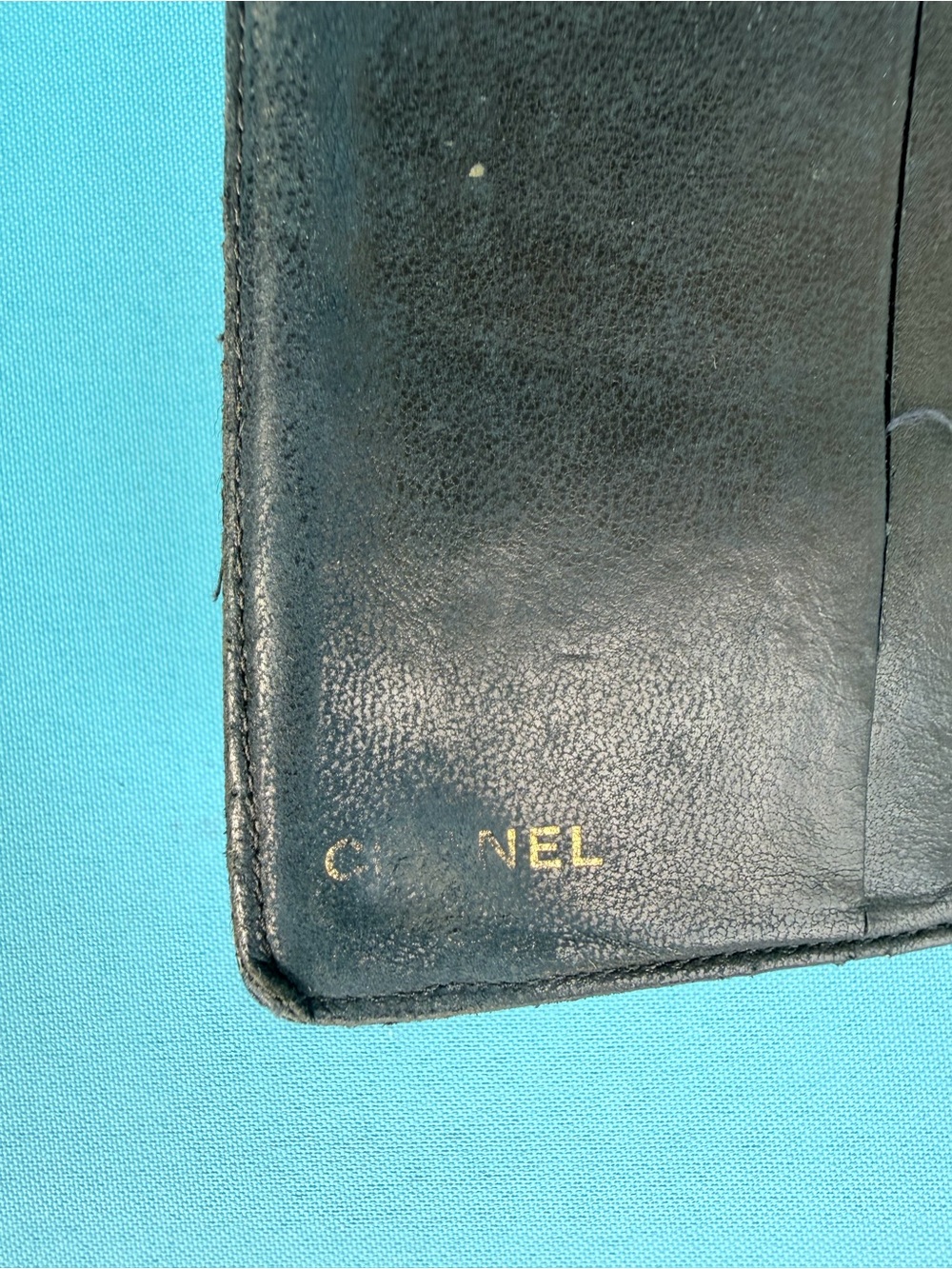 CHANEL Rare vintage Black Pebbled Leather Men's wallet AUTHENTIC - Picture 4 of 14